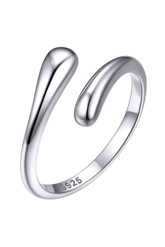 Toe Rings for Women, Hypoallergenic 925 Sterling Silver Teardrop Water Drop Foot Ring Adjustable Smooth Curved Open Rings for Women Summer Jewelry