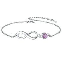 ChicSilver Adjustable Ankle Bracelet 925 Sterling Silver Infinity Endless Love Birthstone Anklet Birthday Anniversary Jewelry Mother's Day Gifts for Women Wife Her