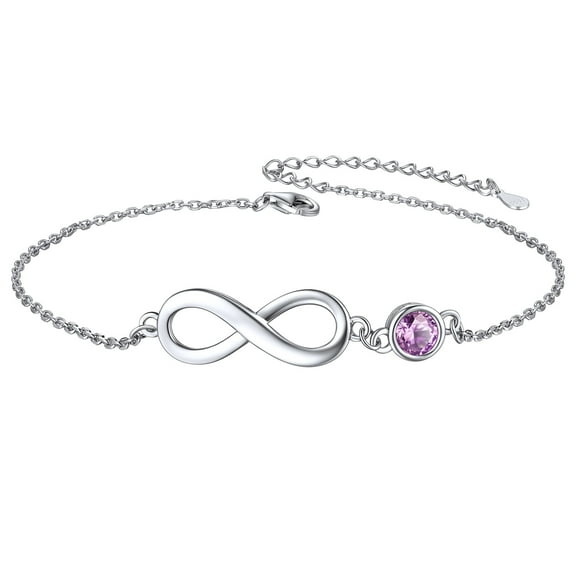 ChicSilver Adjustable Ankle Bracelet 925 Sterling Silver Infinity Endless Love Birthstone Anklet Birthday Anniversary Jewelry Mother's Day Gifts for Women Wife Her