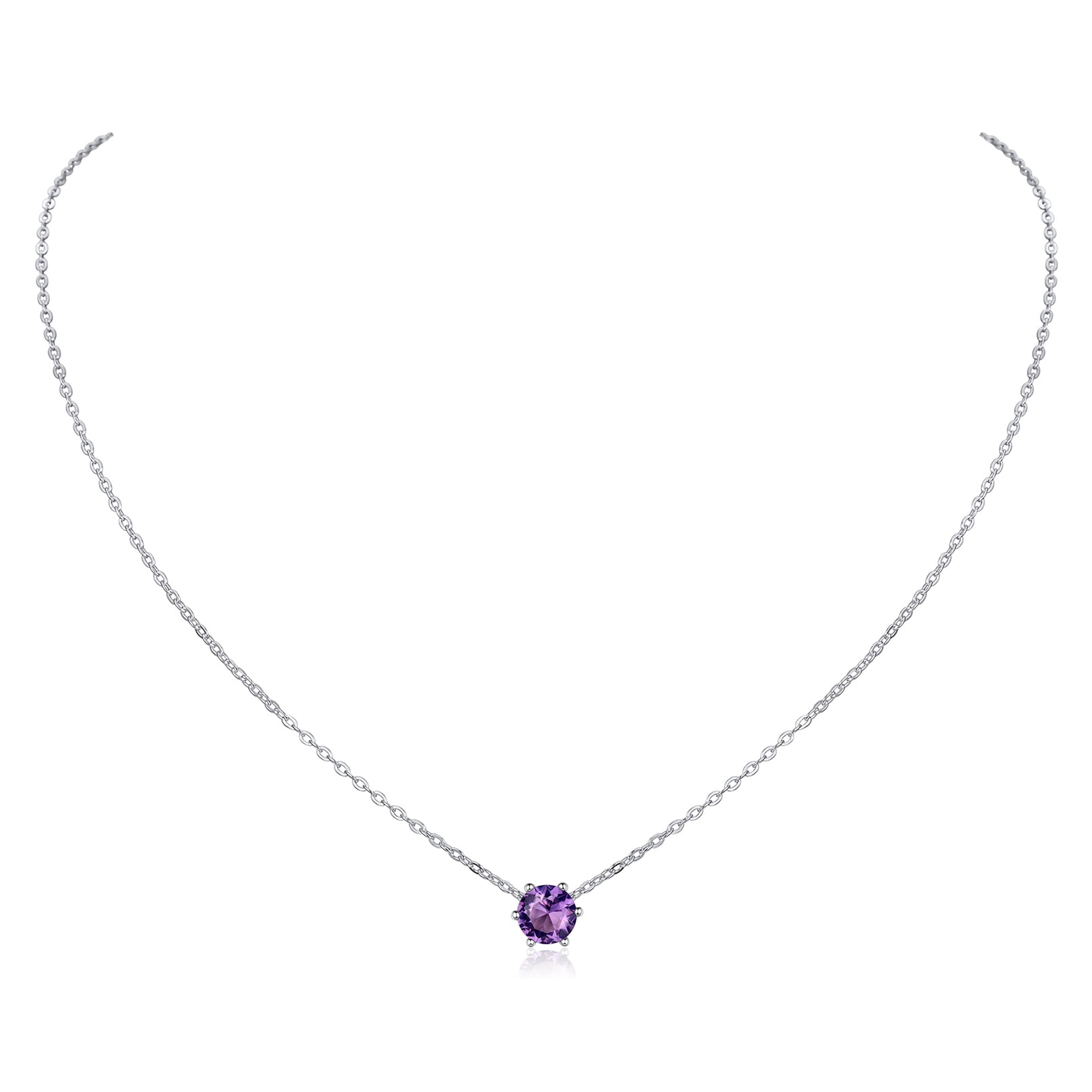 Purple Amethyst Pear-shaped Gemstone Claw 18K Gold Birthstone Necklace |  ZCOVA