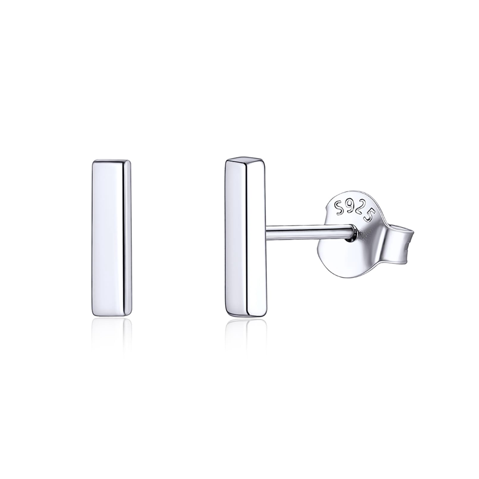 ChicSilver Bar Earrings for Women Men 925 Sterling Silver Ear Studs Ladies Simple Stud Earrings Hypoallergenic Jewelry Gift