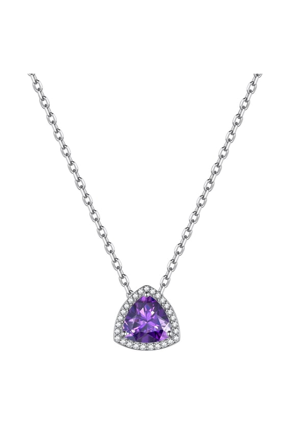 925 Sterling Silver Birthstone Necklace for Women, Triangle Pendant Birthday Gift for Mom