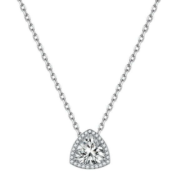 ChicSilver 925 Sterling Silver Birthstone Necklaces for Women Triangle CZ Charm Pendant Valentines Anniversary Birthday Gift for Her