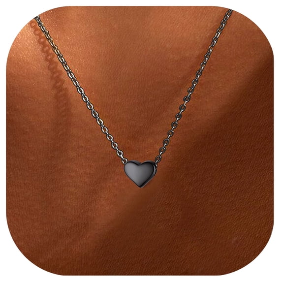 ChicSilver 925 Sterling Silver Trendy Heart Necklace for Women Black Pendant Necklaces Jewelry for Women Birthday Valentine's Day Gifts for Her
