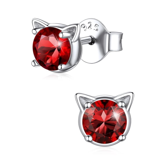 ChicSilver Cat Earrings for Women, 925 Sterling Silver Birthstone Stud ...