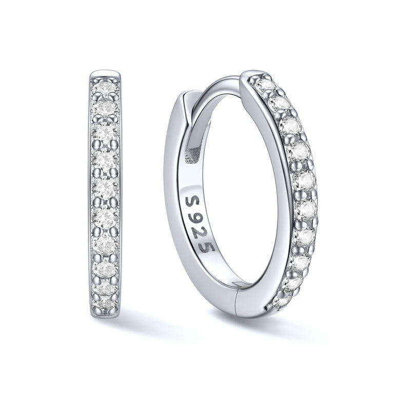 ★Hei★ sv925 cubic thin hoop earring ChicSilver 925 Sterling Silver Tiny Hoop Earrings for Women