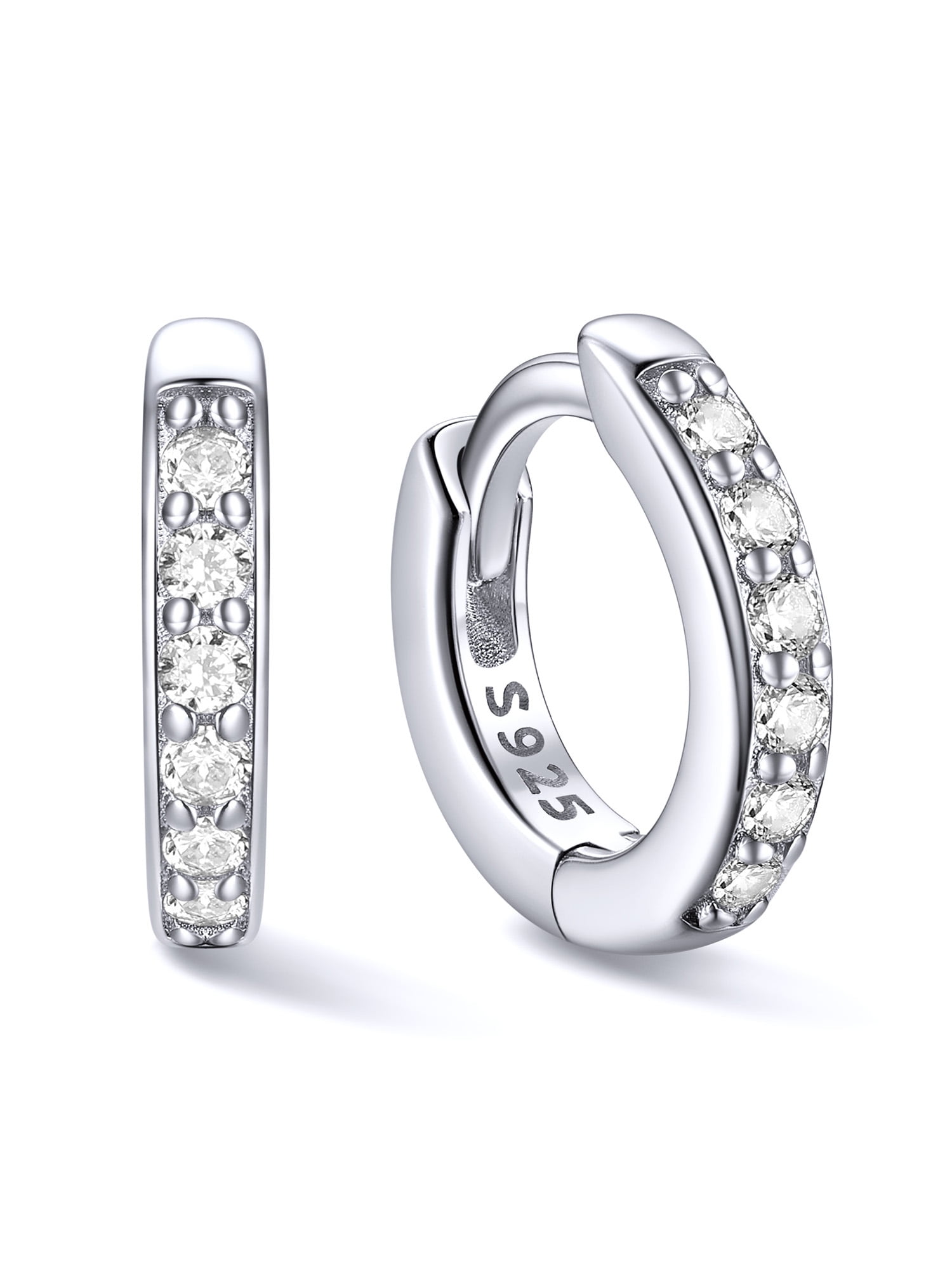 ChicSilver 925 Sterling Silver Hoop Earrings, 6mm, Cubic