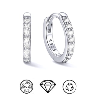 ChicSilver 925 Sterling Silver Huggie Hoop Earrings or Women Cubic Zirconia 8mm Cartilage Earrings Small Silver Hoops Lightweight Hypoallergenic Jewelry Christmas Birthday Gifts for Her Mom Wife