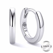 Hypoallergenic Small Huggie Hoop Earrings 8 MM 925 Sterling Silver Hoop Earrings for Women White Gold Plated Silver Tiny Cartilage Earring