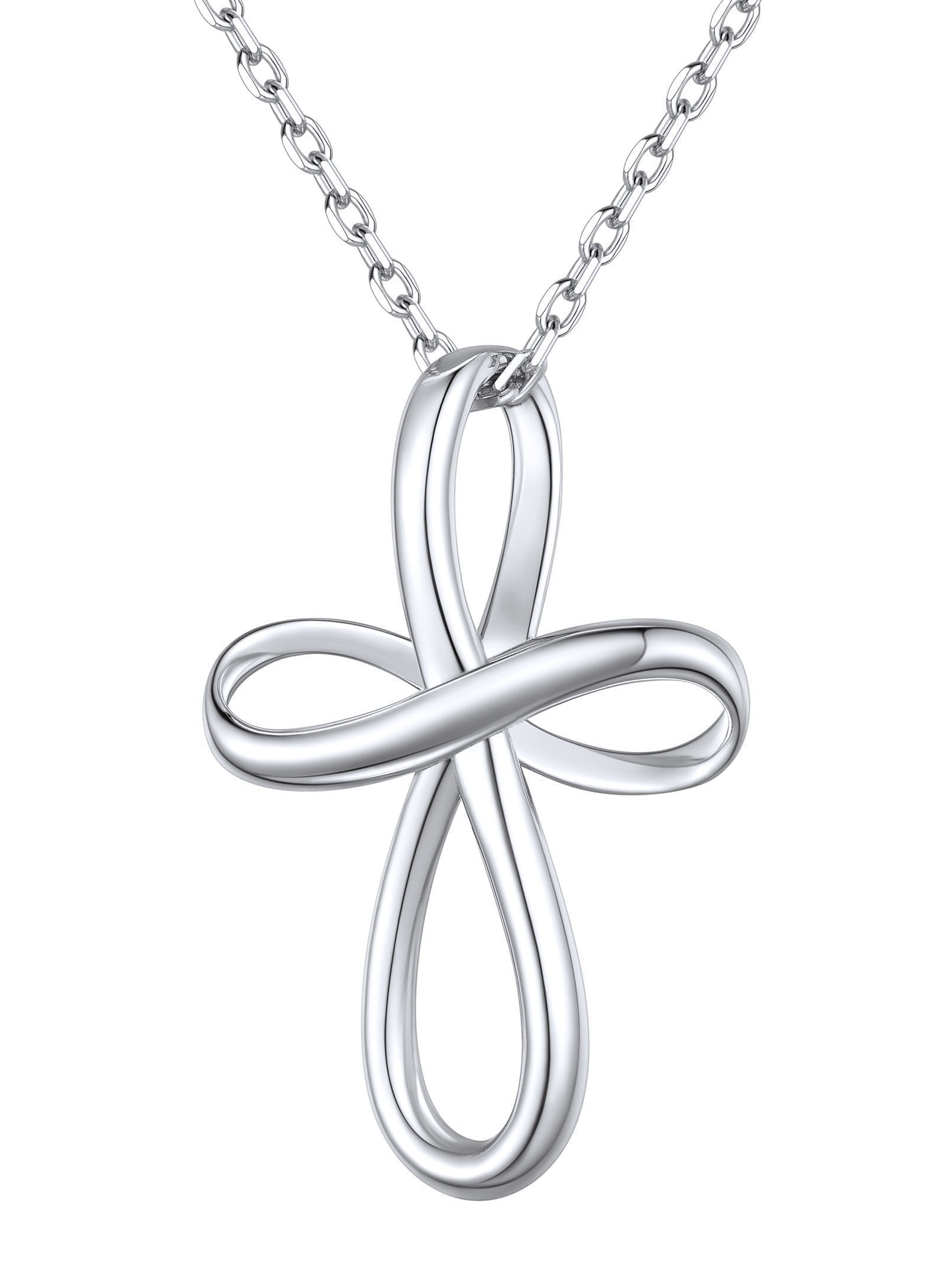 Girls Silver Diamond/Pink Sapphire Flower Cross Pendant Necklace (14-1 –  Loveivy.com