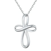 ChicSilver Cross Necklace for Women 925 Sterling Silver Infinity Pendant Necklace for Girls Religious Jewelry Gift
