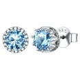 thumbnail image 1 of ChicSilver 925 Sterling Silver Stud Earrings for Women 5mm Round Brilliant Crown Birthstone Birthday Party Prom Jewelry Gift, 1 of 10