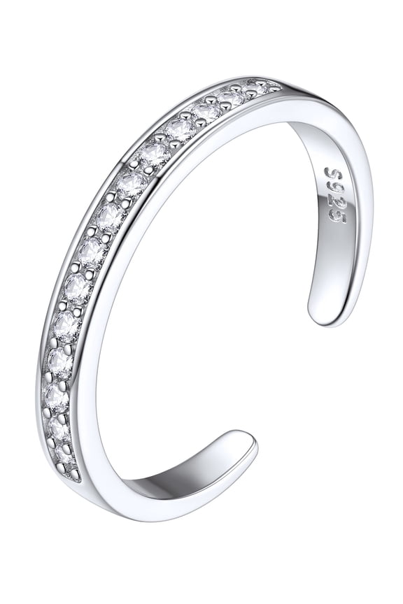Cubic Zirconia Finger Ring Adjustable Open Ring for Women Simple Sterling Silver Jewelry Wedding Engagement Gifts