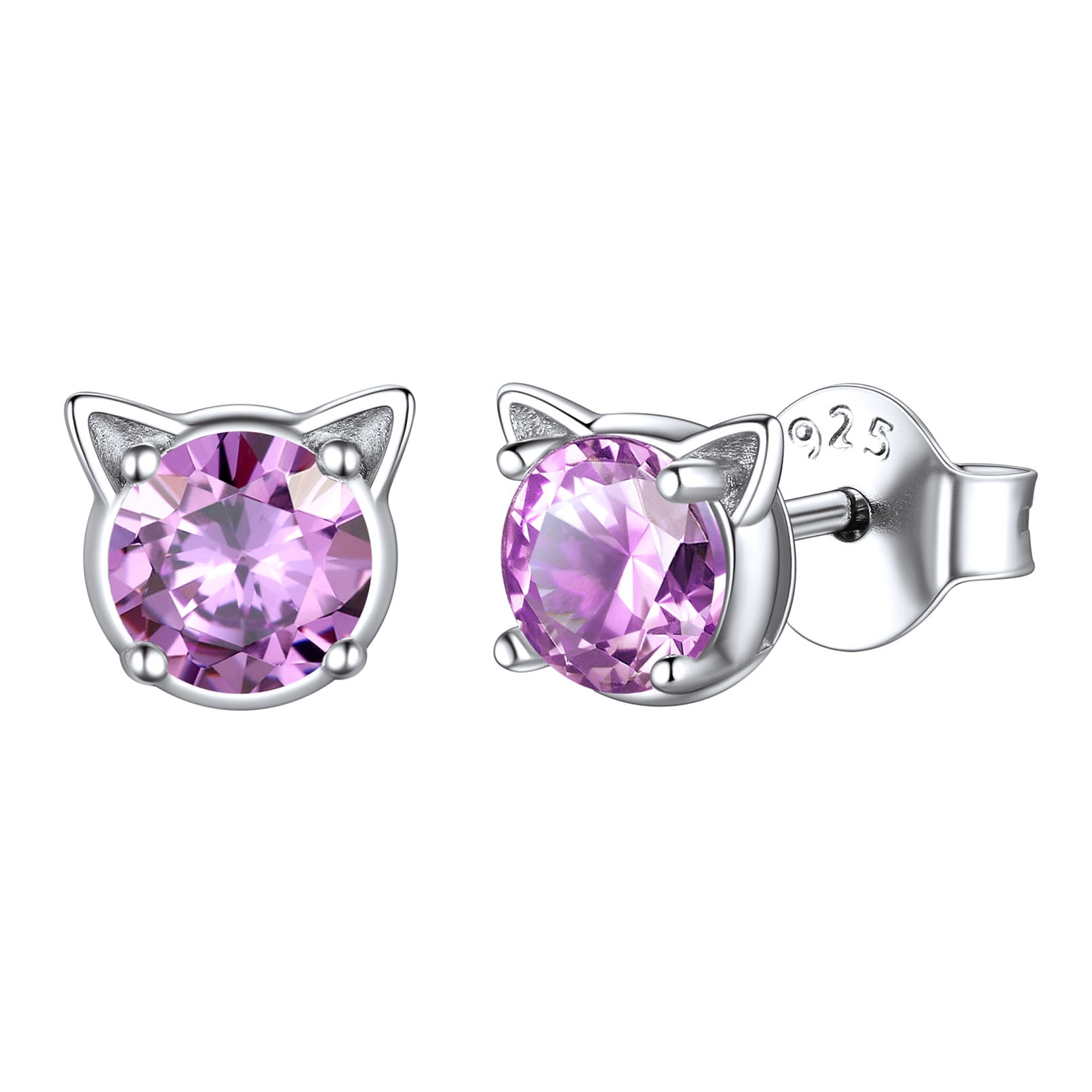 925 Sterling Silver Kitty Cat Screw Back Earrings for Young Girls & Pre- Teens, Small Cat - Body Pierce Jewelry