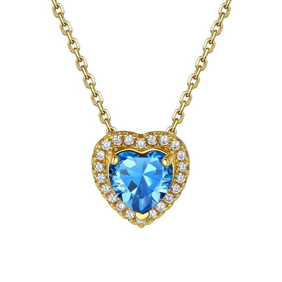 ChicSilver Dainty Birthstone Necklace for Women Tiny Heart Love 14K Gold Plated Necklaces Pendants Birthday Jewelry
