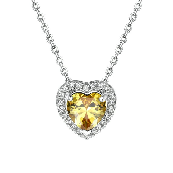 ChicSilver Dainty Birthstone Necklace for Women Tiny Heart Love Pendant Birthday Jewelry Christmas Mother's Day Gifts