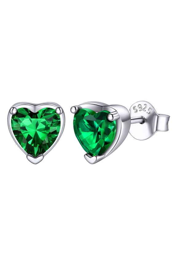 Dainty Heart Birthstone Earrings for Women, Heart Stud Earrings Anniversary Birthday Gifts for Women Mom Wife Girlfriend