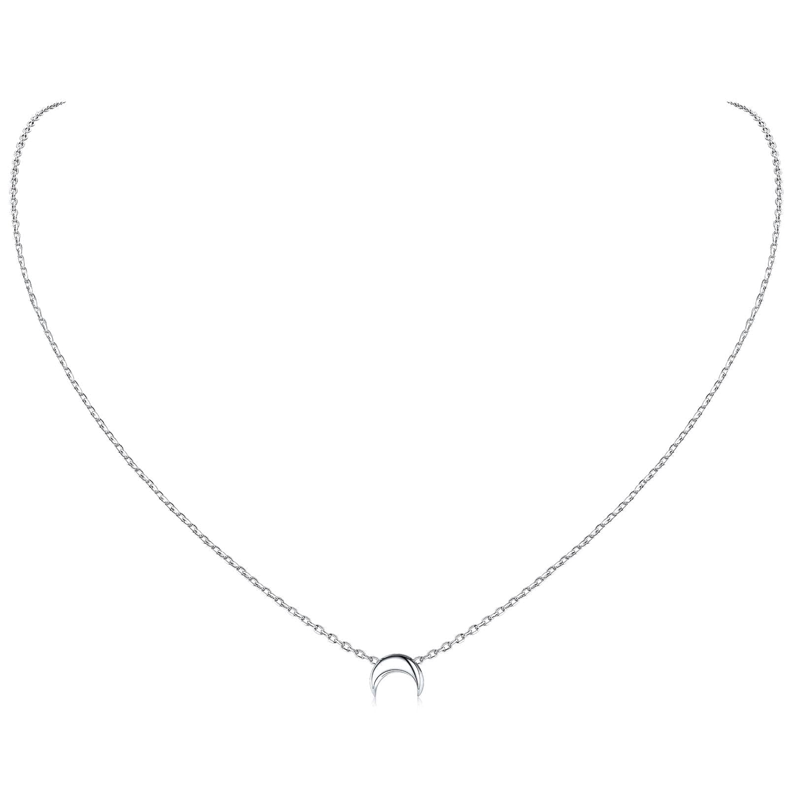 ChicSilver Moon Necklaces for Women 925 Sterling Silver Pendant Necklace Dainty Jewelry Gift for Valentines Day