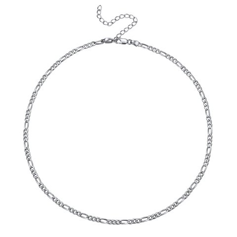 Italian S925 Sterling Silver 3mm Figaro Chain Necklace, Unisex Jewelry