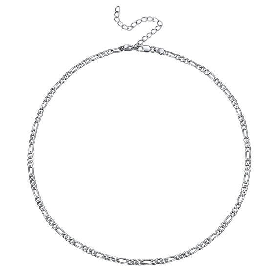 ChicSilver Italian S925 Sterling Silver 3mm Figaro Chain Necklace, Unisex Jewelry
