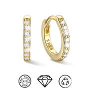 ChicSilver 925 Sterling Silver Huggie Earring for Women Trendy Hypoallergenic Cartilage Earrings 14K Gold Plated Hoops Cubic Zirconia Jewelry Birthday Gift for Women