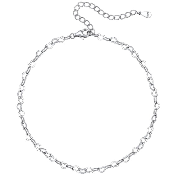 ChicSilver Heart Anklets for Women 925 Sterling Silver Ankle Bracelet 3mm Heart Link Foot Chain for Summer Beach