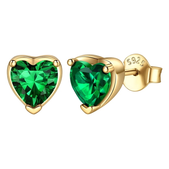 ChicSilver Heart Birthstone Screw Backs Earrings Stud Earrings Hypoallergenic Cubic Zirconia Tragus Piercing Post for Sensitive Ears