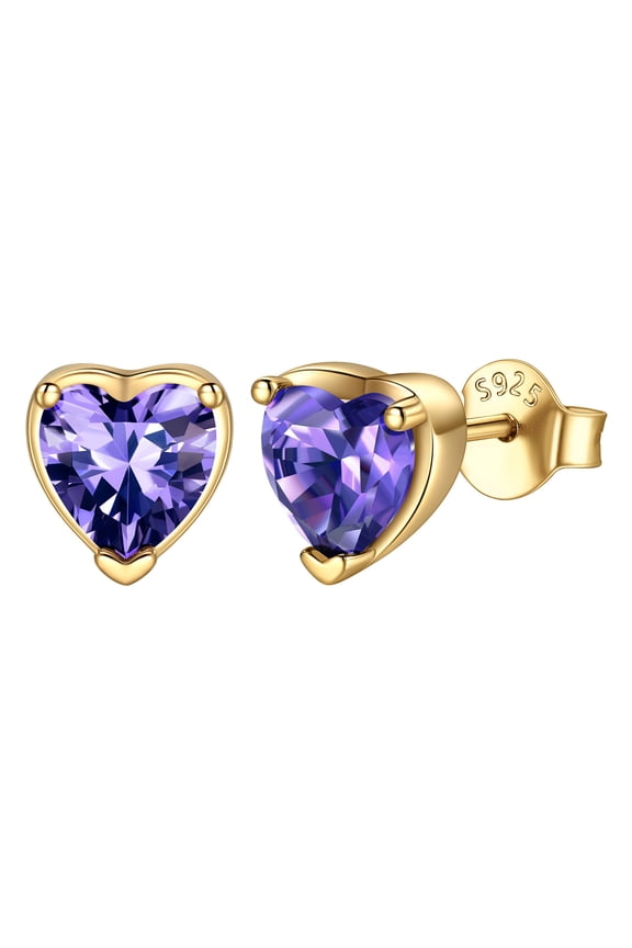 Heart Birthstone Screw Backs Earrings Stud Earrings Hypoallergenic Cubic Zirconia Tragus Piercing Post for Sensitive Ears