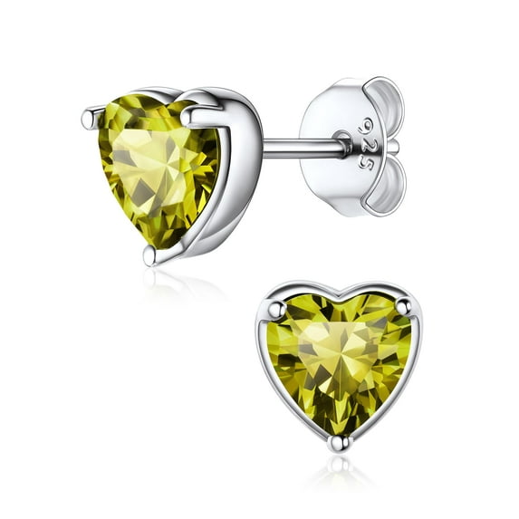 ChicSilver 925 Sterling Silver Heart Birthstone Earrings, Synthetic Garnet Studs Cute Gift for Birthday Valentine's Day, Party & Daily Wear Accessory for Women