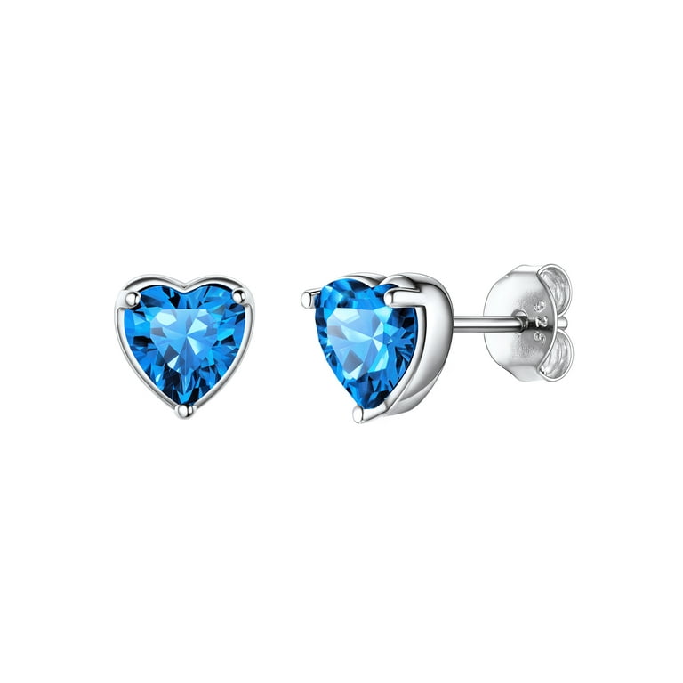 ChicSilver Heart Stud Earrings December Birthstone Jewelry for Women Hypoallergenic Sterling Silver Earring for Sensitive Ears