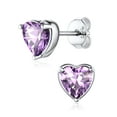 thumbnail image 1 of ChicSilver 925 Sterling Silver Heart Birthstone Earrings, Synthetic Garnet Studs Cute Gift for Birthday Valentine's Day, Party & Daily Wear Accessory for Women, 1 of 10