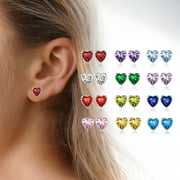 CHICSILVER 925 Sterling Silver Heart Birthstone Earrings, Synthetic Garnet Studs Cute Gift for Birthday Valentine's Day, Party & Daily Wear Accessory for Women
