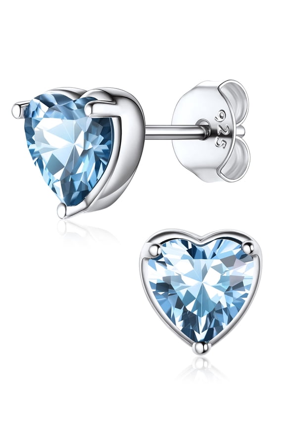 925 Sterling Silver Heart Birthstone Earrings, Synthetic Garnet Studs Cute Gift for Birthday Valentine's Day, Party & Daily Wear Accessory for Women