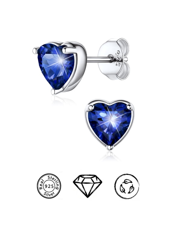 925 Sterling Silver Birthstone Stud Earrings for Women, Hypoallergenic CZ Solitaire Gemstone Jewelry, 12 Month Birthday Gift for Mom Wife