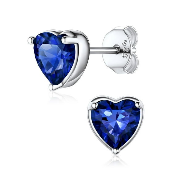 ChicSilver 925 Sterling Silver Heart Birthstone Earrings, Synthetic Garnet Studs Cute Gift for Birthday Valentine's Day, Party & Daily Wear Accessory for Women
