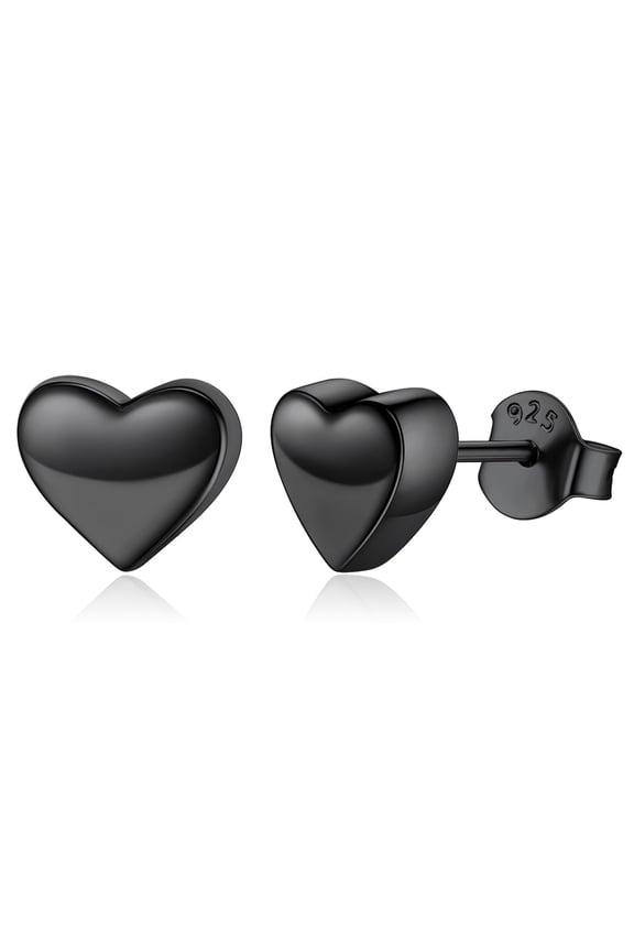 Hypoallergenic 925 Sterling Silver Stud Earrings for Women Jewelry with Screw Back Heart Earrings for Sensitive Ears Valentines Mother's Day Birthday Gifts