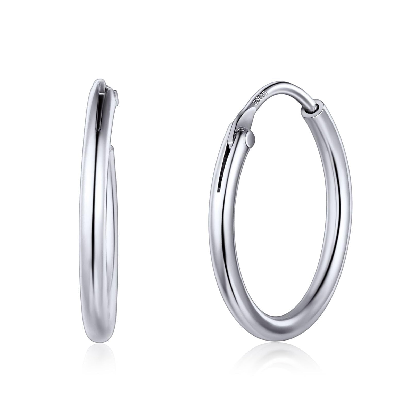 ChicSilver Hypoallergenic Small Silver Hoop Earrings 15MM