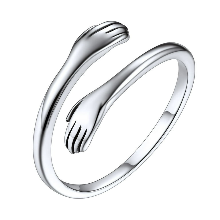 ChicSilver Hug Ring Hugging Hands Promise Ring Open Stacking Ring