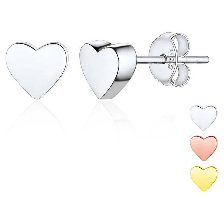 ChicSilver Hypoallergenic 925 Sterling Silver Heart Earrings Studs Small  Dainty Love Heart Stud Earrings for Women Girls 