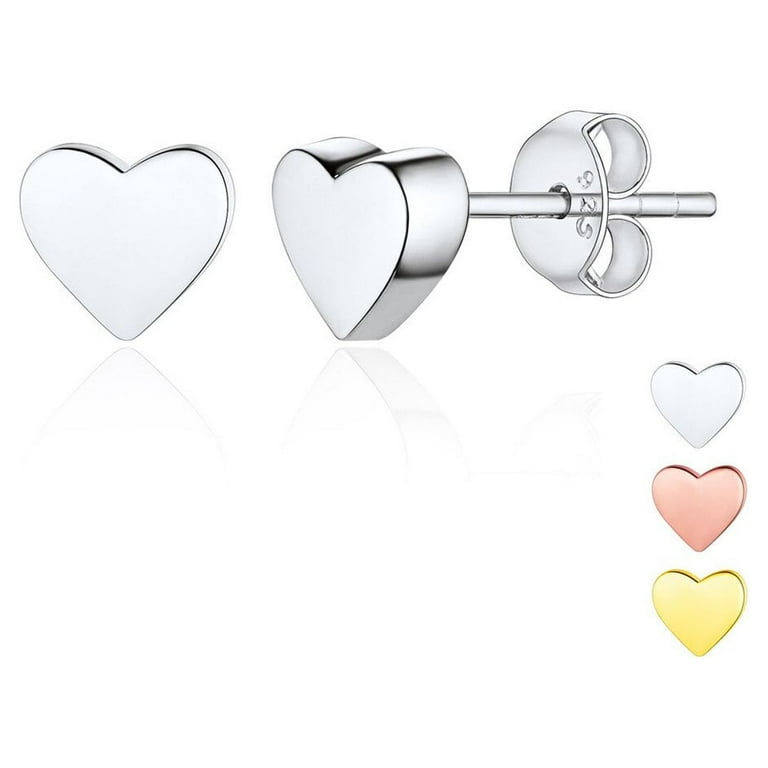 ChicSilver Hypoallergenic 925 Sterling Silver Heart Earrings Studs Small  Dainty Love Heart Stud Earrings for Women Girls