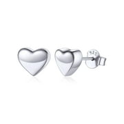 CHICSILVER Trendy Heart Stud Earrings Hypoallergenic Daily Wear 925 Sterling Silver Earring for Women Mom