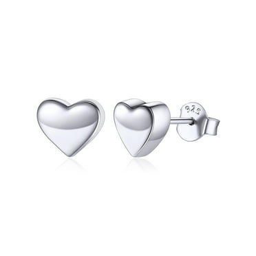 ChicSilver Trendy Heart Stud Earrings Hypoallergenic Daily Wear 925 Sterling Silver Earring for Women Mom