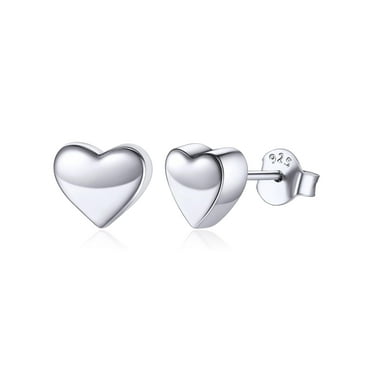 ChicSilver Trendy Heart Stud Earrings Hypoallergenic Daily Wear 925 Sterling Silver Earring for Women Mom