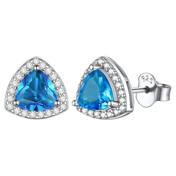 ChicSilver Triangle Birthstone Stud Earrings Sterling Silver Cubic Zirconia Hypoallergenic Piercing Jewelry Gifts for Women Mothers