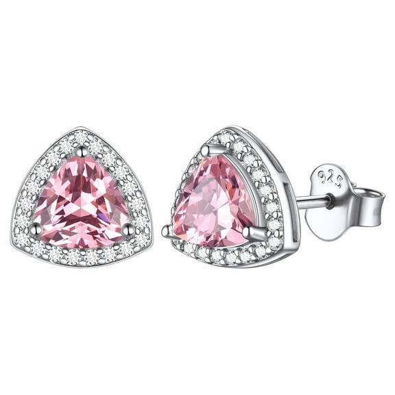 ChicSilver Triangle Birthstone Stud Earrings Sterling Silver Cubic Zirconia Hypoallergenic Piercing Jewelry Gifts for Women Mothers