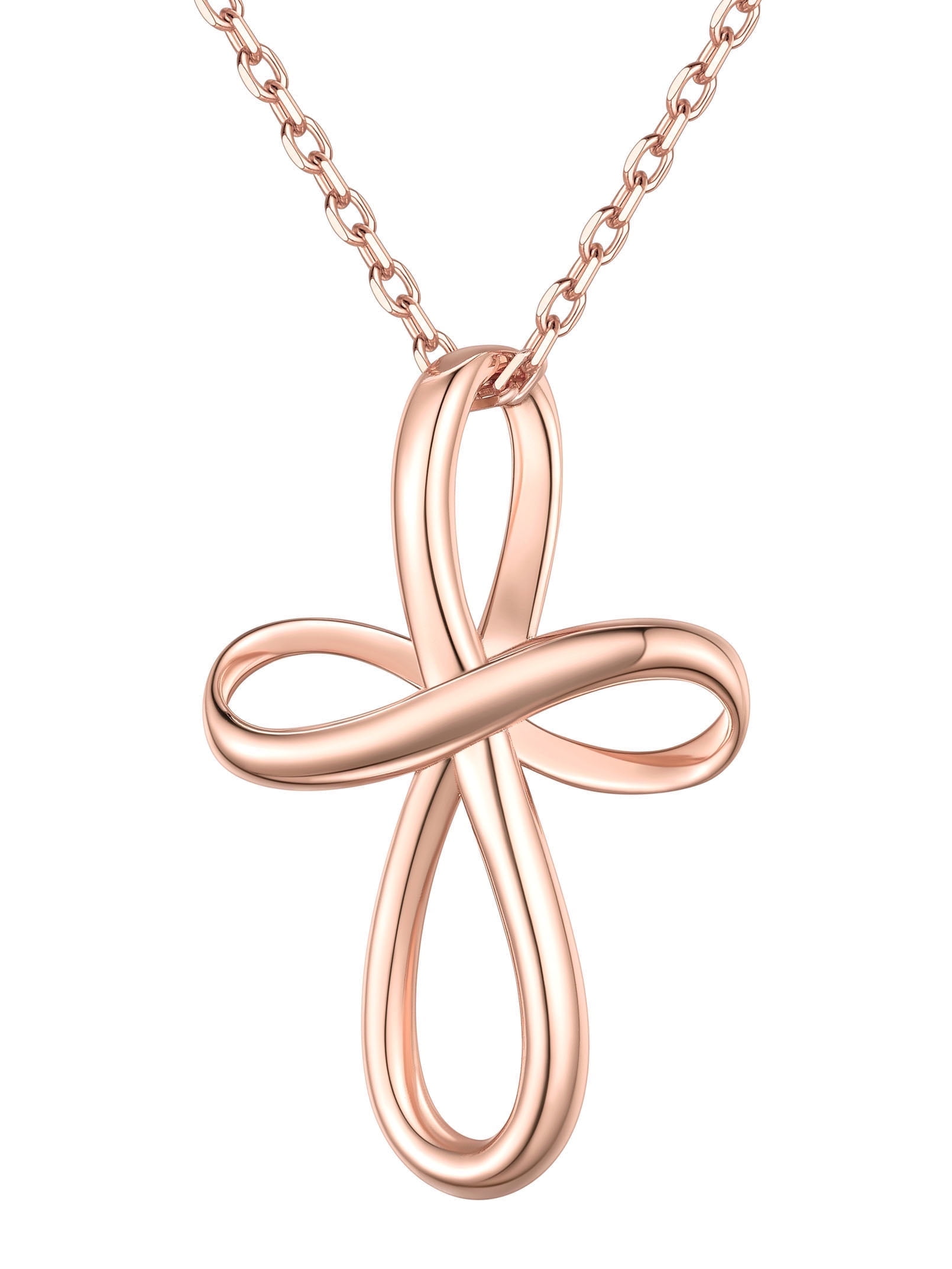 ChicSilver Infinity Cross Necklace Sterling Silver Twisted Cross Pendants Religious Jewelry Gifts for Women 18+2 Inch