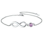 ChicSilver Infinity Love Anklet for Women Girls, with Birthstone Foot Chain, Hypoallergenic 925 Sterling Silver Ankle Bracelet Summer Vacation Beach Jewelry
