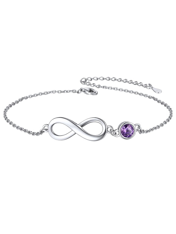 Adjustable Ankle Bracelet 925 Sterling Silver Infinity Endless Love Birthstone Anklet Birthday Anniversary Jewelry Mother's Day Gifts for Women Wife Her