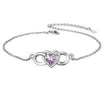 ChicSilver Infinity Love Heart Symbol Charm Anklet for Women 925 Sterling Silver Adjustable Birthday Gift for Mom Women Wife Her Created Alexandrite June Birthstone Jewelry