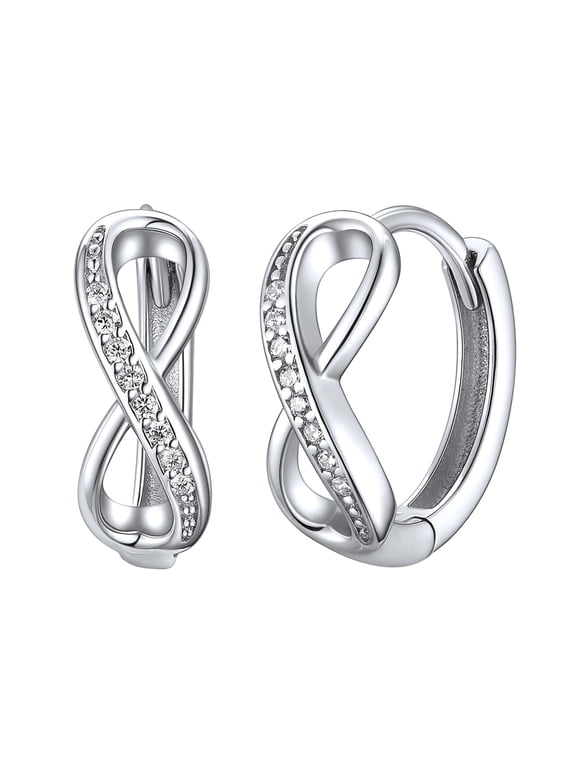 Infinity Small Hoop Earrings 925 Sterling Silver CZ Huggie Earrings for Women Hypoallergenic Christmas Gift Jewelry for Her
